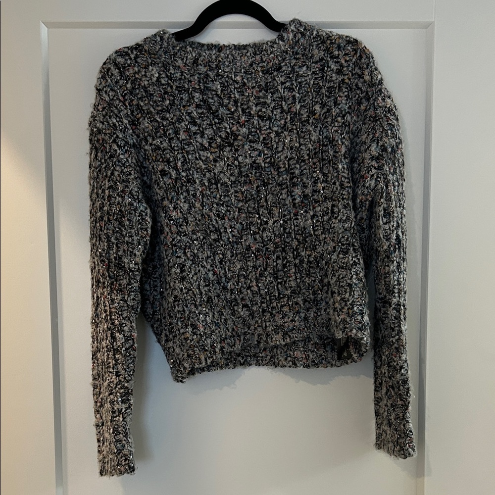 Zara Knit Sweat Textured Black and Gray Sweater with sequins